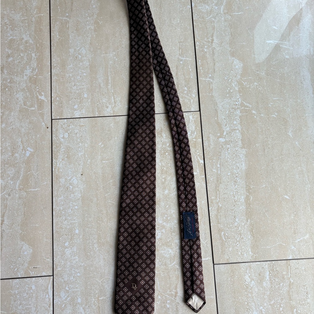 Dior Brown Geometric Men's Tie
